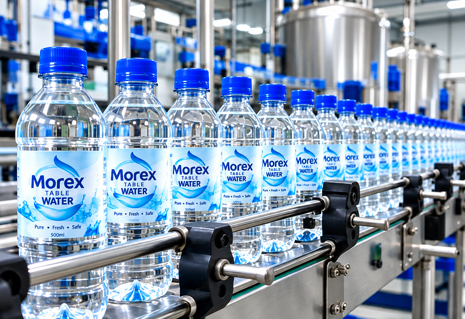 Morex bottles on filling line